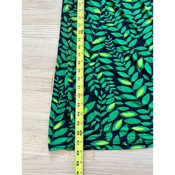 Green Leaf Nature Print Midi Dress Boho Garden Party VNeck Padded Retro Y2K S - Picture 9 of 10